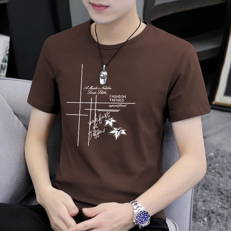Short-Sleeved T-Shirt Men's Summer Clothes Men's Pure Cotton Men's T-Shirt Summer Clothes Boys' Tops Slim Men's Half-Sleeved Trendy