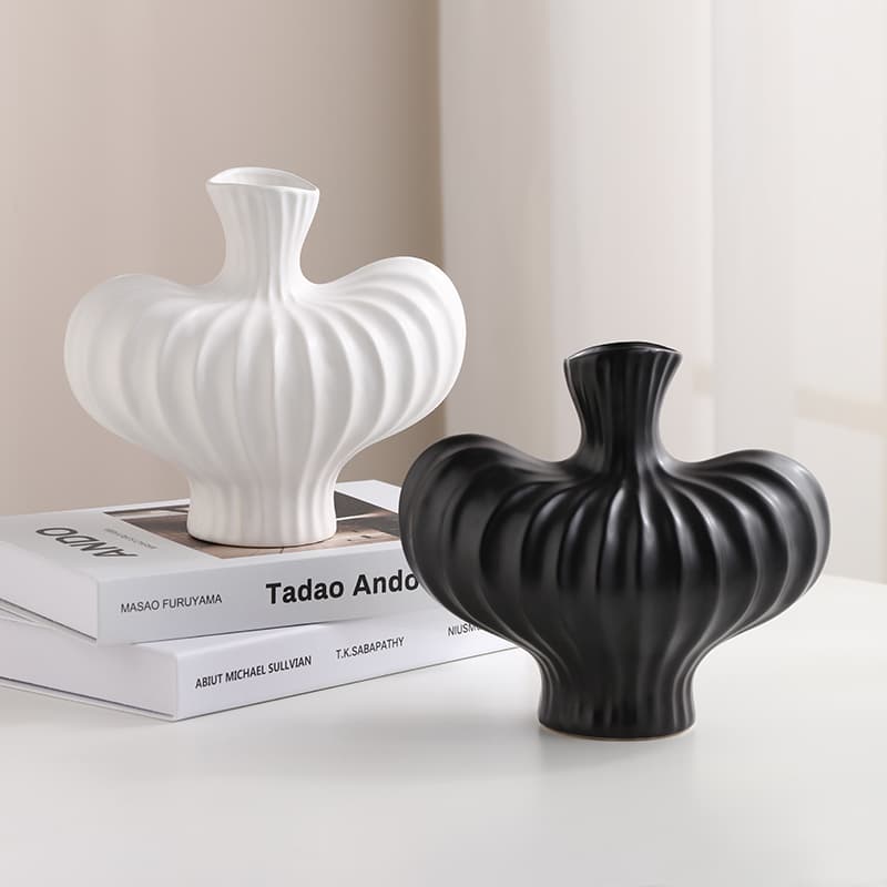 Jia Gan Scandinavian Retro Ji Ji Vase Simulation Flower Stylish Hit Style Special-Shaped Ceramic Art Ornament Flower Ornament
