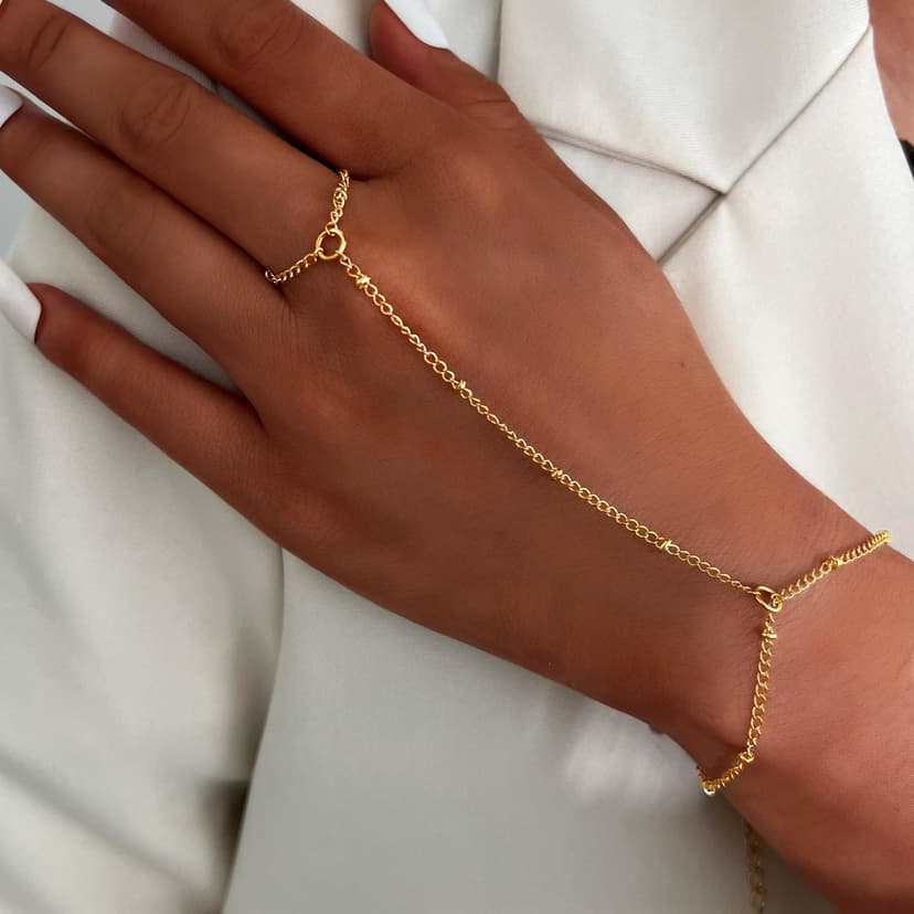 Chain Bracelet Ring European and American Cross-Border New Style Chain Bracelet Fashion Finger Chain Women's Inter-Finger Bracelet