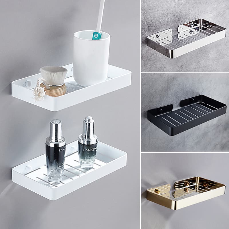 No-Drill Bathroom Wall-Mounted Draining Rack Storage Shelf High-End 304 Stainless Steel Soap Holder Minimalist Soap Dish