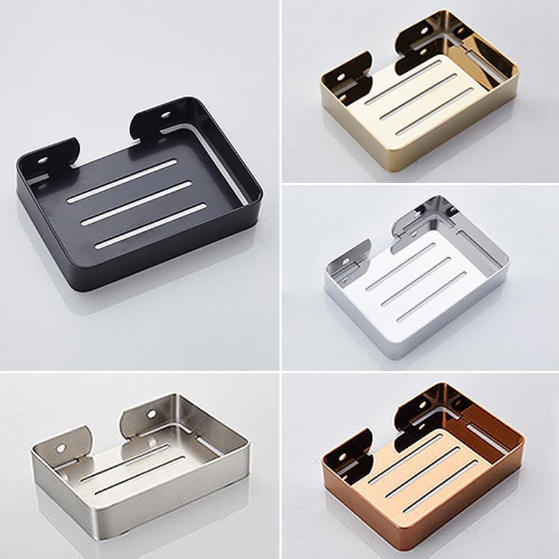 Light Luxury 304 Stainless Steel Soap Holder, No-Drill Bathroom Wall-Mounted Soap Dish Storage and Drainage Rack