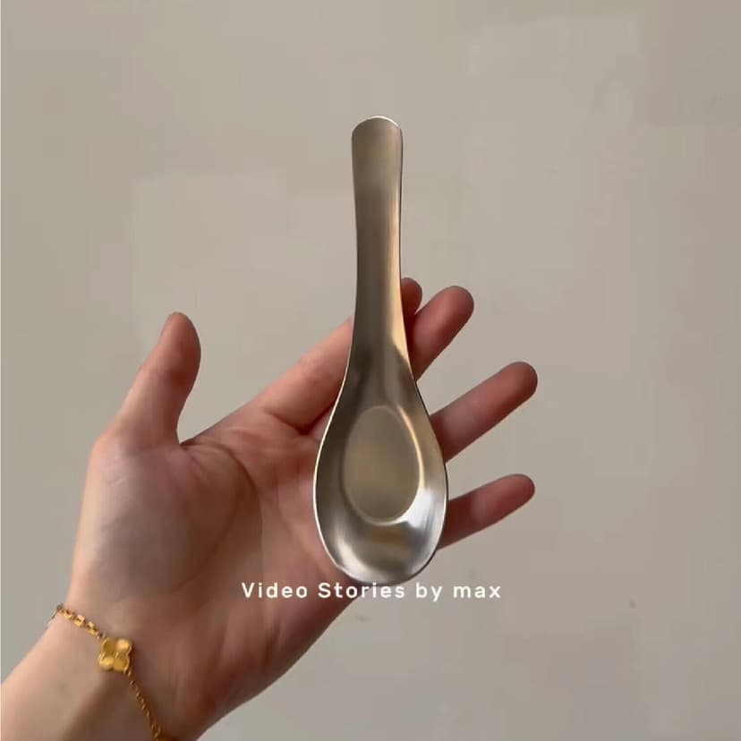 304 Stainless Steel Mini Rice Spoon, Exquisite and High-End, Sanded, Household Small Soup Spoon, Flat-Bottomed Boat-Head Spoon for Individual Use