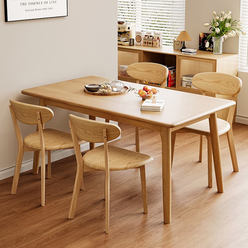 Solid Wood Dining Table for Home Use, Small Apartment Natural Wood Dining Table and Chair Set, Rectangular Dining Table, Vintage Style Large Board Table