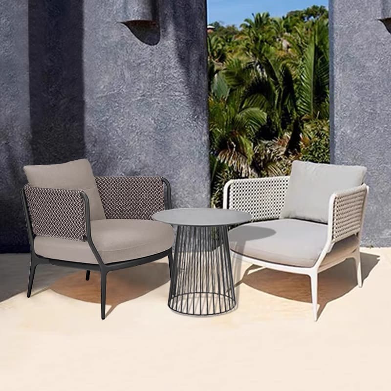 Outdoor Rattan Chair Single Nordic Open-Air Waterproof Sun Protection Courtyard B&B Rattan Balcony Rattan Leisure Chair Sofa Combination