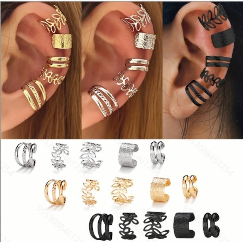 Ear Clip Set of 15 Pieces Cross-Border European and American Jewelry Fashion Flower Ear Clip Set 15-Piece Set