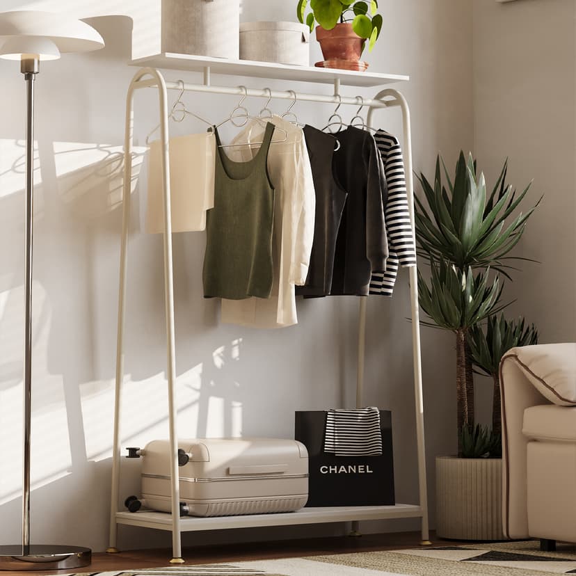 Shangpin Bedroom Living Room Home Floor-Standing Coat Rack Cream Style Iron Clothes Hanger Display Rack Special Display Rack