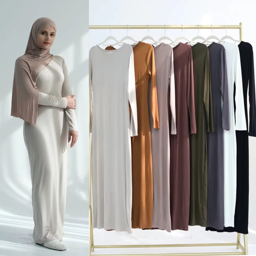 Turkish Dubai Pure Color Modal Cotton Stretch Comfortable Dress Long Skirt with Bottoming Skirt Women's Lr933