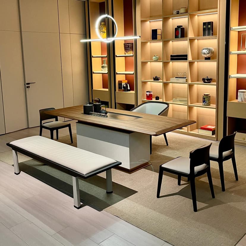 New Chinese-Style Light Luxury Tea Table, Italian-Style Solid Wood Tea Tray Integrated Tea Table and Chairs, Luxury Villa Model Home, Kung Fu Tea