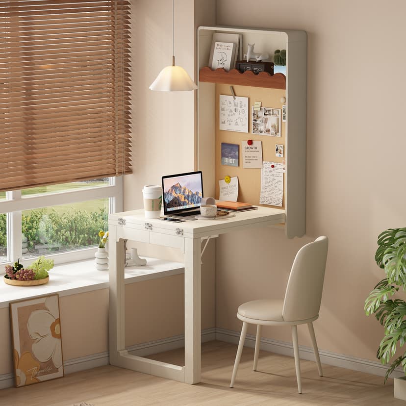 Wall-Mounted Folding Desk for Small Apartments, Corner Wall-Mounted Floating Solid Wood Small Table, Space-Saving Magic Tool