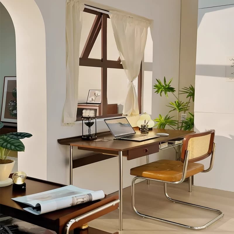 Living Room Long Desk Reading and Study Table Accessible Luxury Fancy Italian Normcore French Study Stainless Steel Writing Table