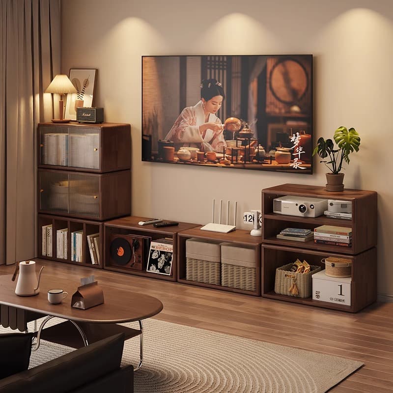 Bookcase and Storage Cabinet Integrated Bookshelf, Wall-Mounted, Movable, Space-Saving, Floor-Standing Solid Wood for Children