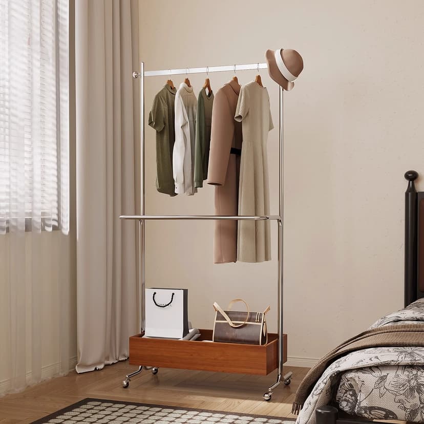 Clothes rack floor bedroom 2025 New arrival does not occupy space small simple hanging clothes coat rack storage cabinet integrated indoor