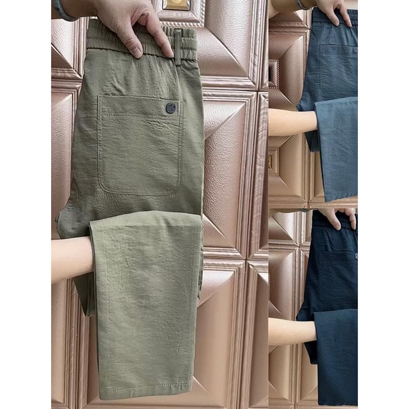 Big Sale Leakage Men's Casual Pants Summer Thin Pants Men's Loose Straight Pants Elastic Waist Ice Silk Quick-Drying Pants