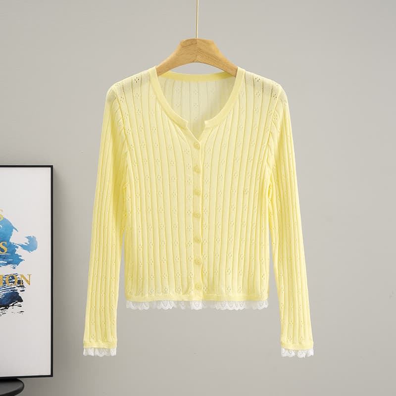 Korean-Style Gentle Summer Sun-Protective Knitted Cardigan for Women, Long-Sleeved Short Top, Thin Coat, Loose Fit, Versatile for Petite Figures