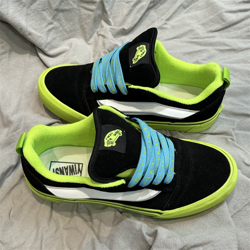 Knu Skool Black and White Purple Bread Shoes Classy Branch Line American Retro Contrasting Low-Top Men's and Women's Casual Sneakers