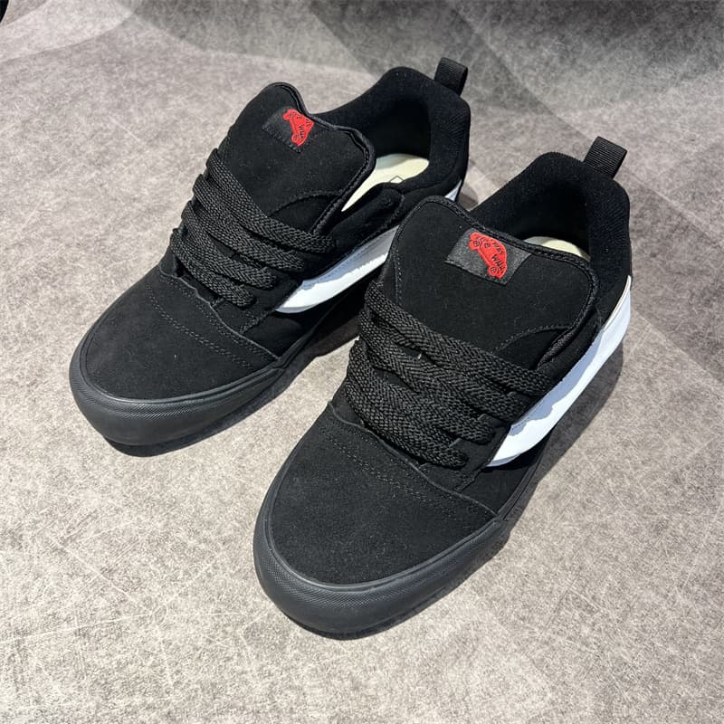 Knu Skool Black Warrior Retro Low-Top Casual Shoes for Men and Women, American Street Style Versatile Chunky Skateboard Shoes