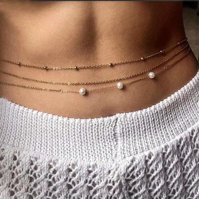 Metal Chain Body Chain European and American New Style Metal Chain Sexy Multi-Layered Pearl Waist Chain Body Chain