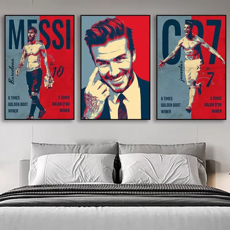 Beckham Ronaldo Messi Hanging Painting World Cup Theme Restaurant Mural Bedroom Bar Football Star Decorative Painting