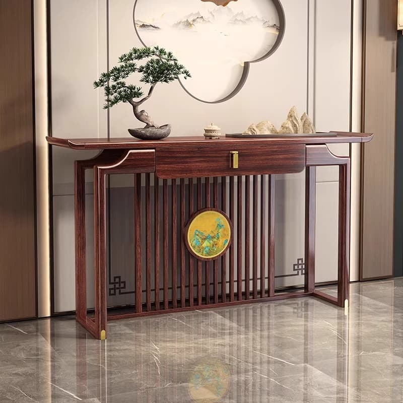 New Chinese Style Ebony Wood Entrance Table Against the Wall Solid Wood End View Table Strip Case Living Room Entrance Hall Incense Case Altar