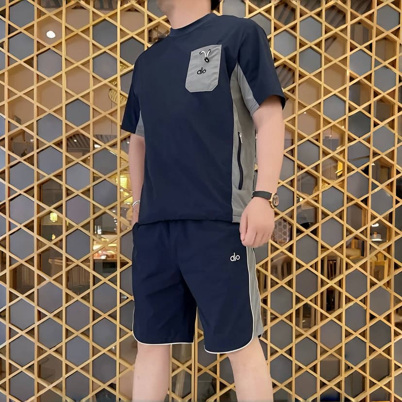 Men's Suit 2025 Summer New Style Personalized Patchwork Comfortable Breathable Casual Fashion Loose Versatile Two-Piece Set