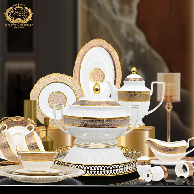 European Bone China Embossed Tableware Set Hotel Club Home Housewarming Gift High-End Rice Bowl Plate Combination