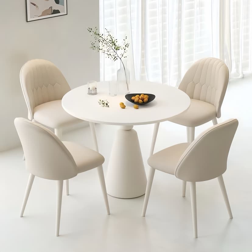 Modern Rock Board Dining Table and Chair Combination Milk Tea Shop Balcony Casual Small Round Table Cream Wind White Reception Negotiation Table