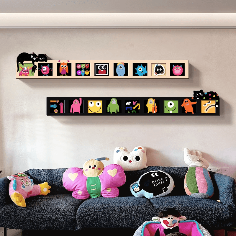 Dopamine Living Room Decorative Painting ins Style Interesting Cartoon Sofa Background Wall Hanging Painting Niche style Bedroom Double Mural Painting