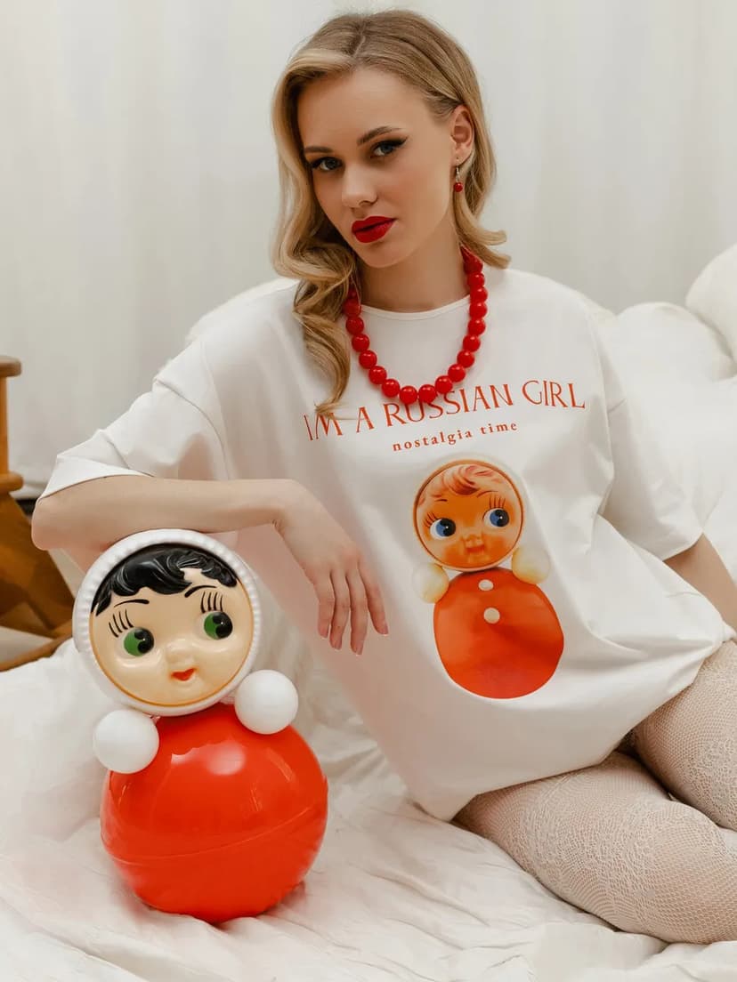 2025 European and American New Fashion Loose Printed Casual Versatile Round Neck T-Shirt Top Loose Printed T-Shirt