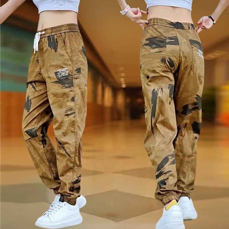 Men's Ice Silk Cargo Pants, Summer Thin Breathable Loose Trendy Fashion Versatile Camouflage Casual Pants, Plus Size Sports Pants
