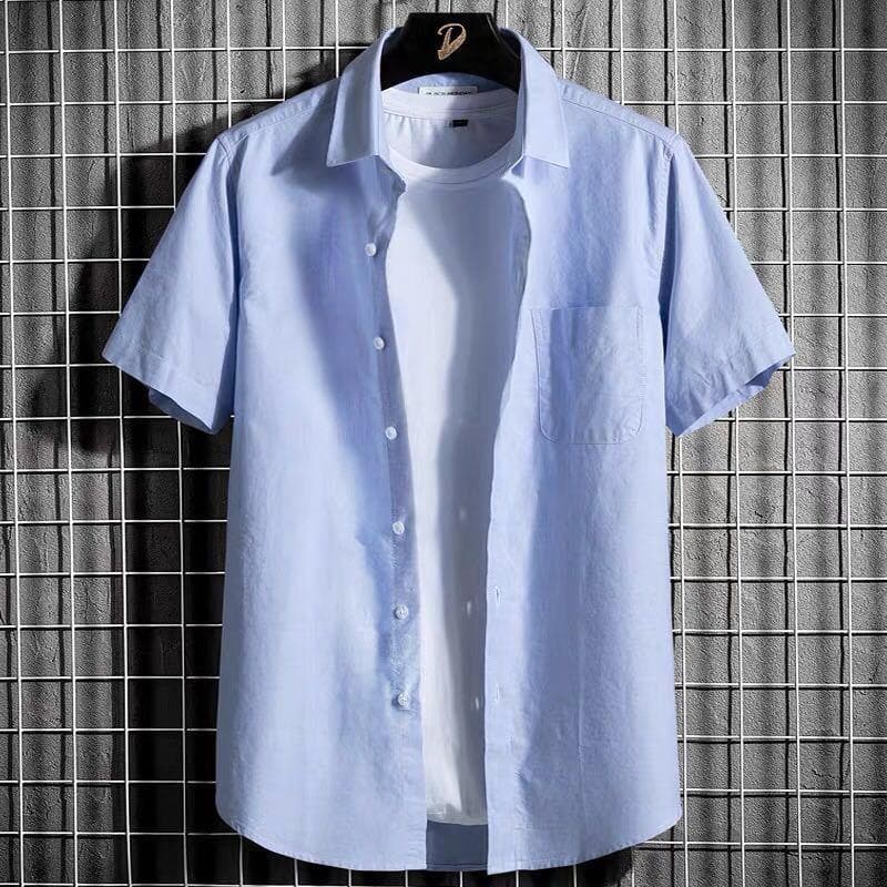 Big Sale Leakage Ice Silk Short-Sleeved Shirt Men's Summer Trendyy Casual Oxford Flap Pocket Pants Shirt Thin High-End Inch Shirt