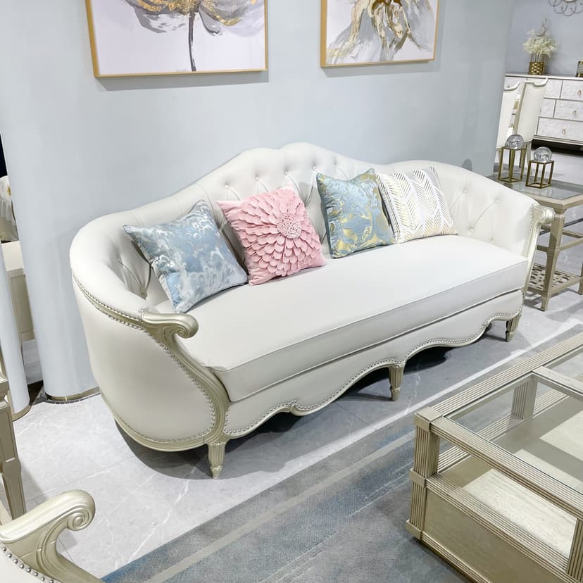 American Style Accessible Luxury Solid Wood Sofa 123 Combination Classy House French Leather Sofa Living Room European Style Minimalist Furniture