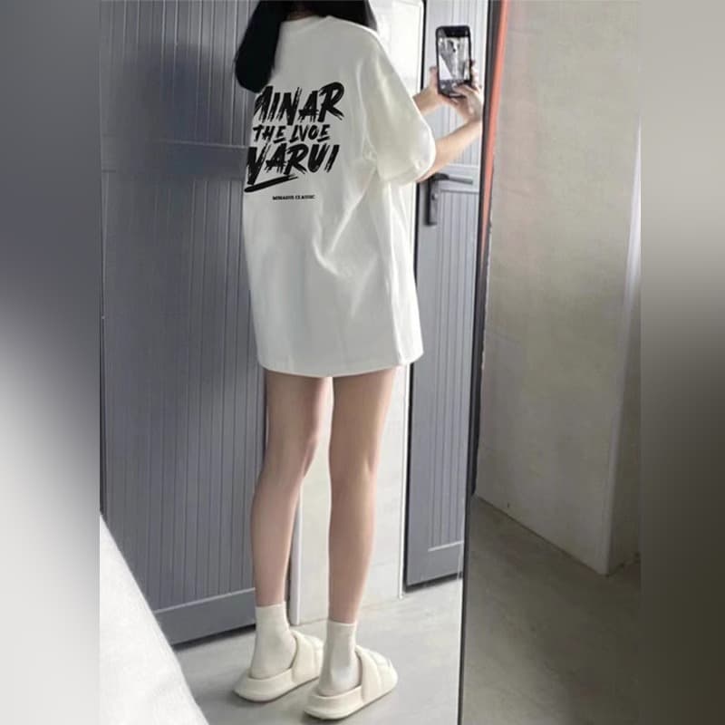 National Trend European Large Version White Short-Sleeved T-Shirt for Women 2025 New Summer Loose American Retro Couple Tops