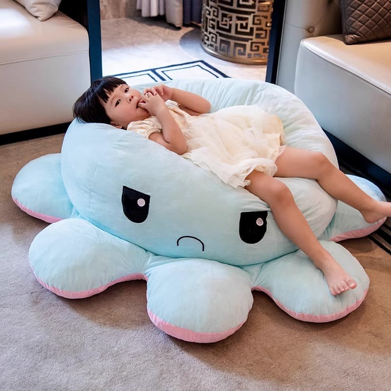 Bean Bag Sofa Living Room 2025 New arrival Sleepable Bedroom Face-changing Octopus Doll Double-sided Flip Expression Doll