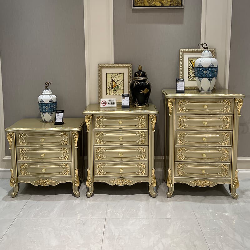 European-style chest of drawers French-style three or four or five drawers piano paint luxury solid wood champagne gold foil storage cabinet
