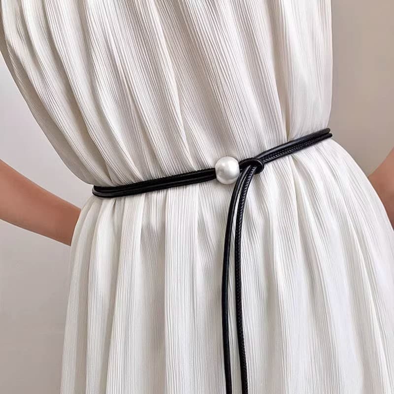 Pearl Dress with Thin Belt for Women, Simple Style, Casual and Fashionable, Versatile Accessory, 2025 New Model Belt