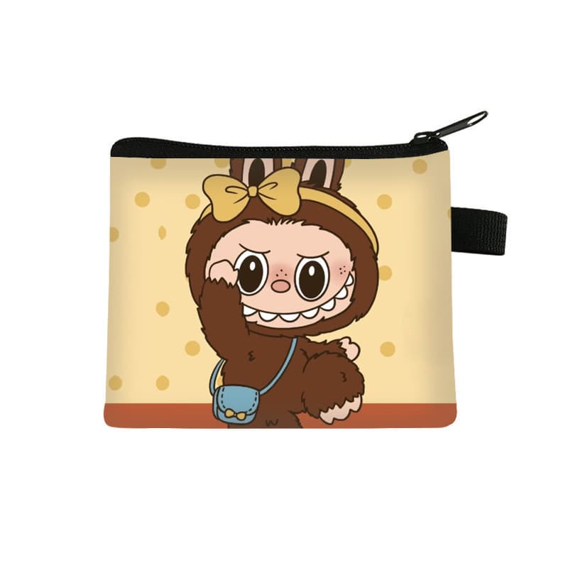 New Labubu Children's Coin Purse, Cute Student Portable Printed Card Holder, Coin and Key Storage Bag