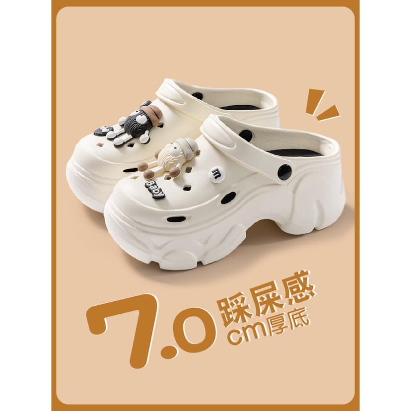 Briquette Croc Shoes Women's Summer 2025 New Platform Thick Sole soft sole Sandals Increased Anti-Slip Baotou Slippers