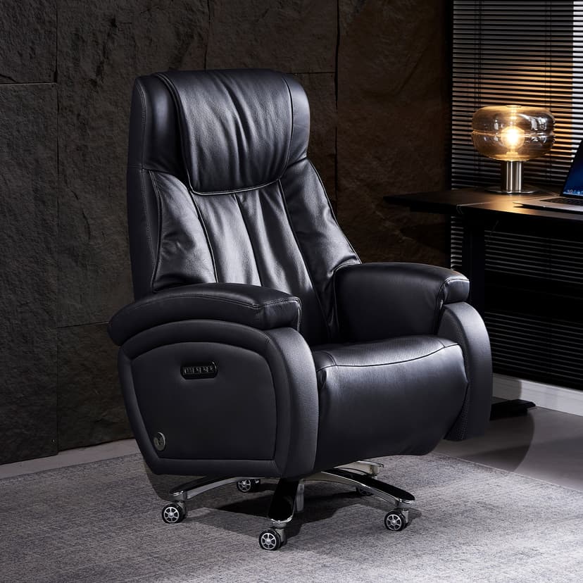 Smart Shoulder and Neck Rolling Massage Leather Boss Chair Classy Electric Computer Chair Office Home Ventilated Heated Seat