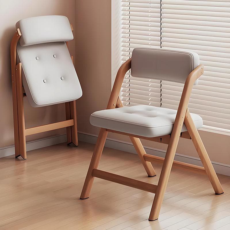 Folding Chair for Home Office, Stackable Without Taking up Space, with Backrest, Vintage Solid Wood Color, Portable Dining Chair