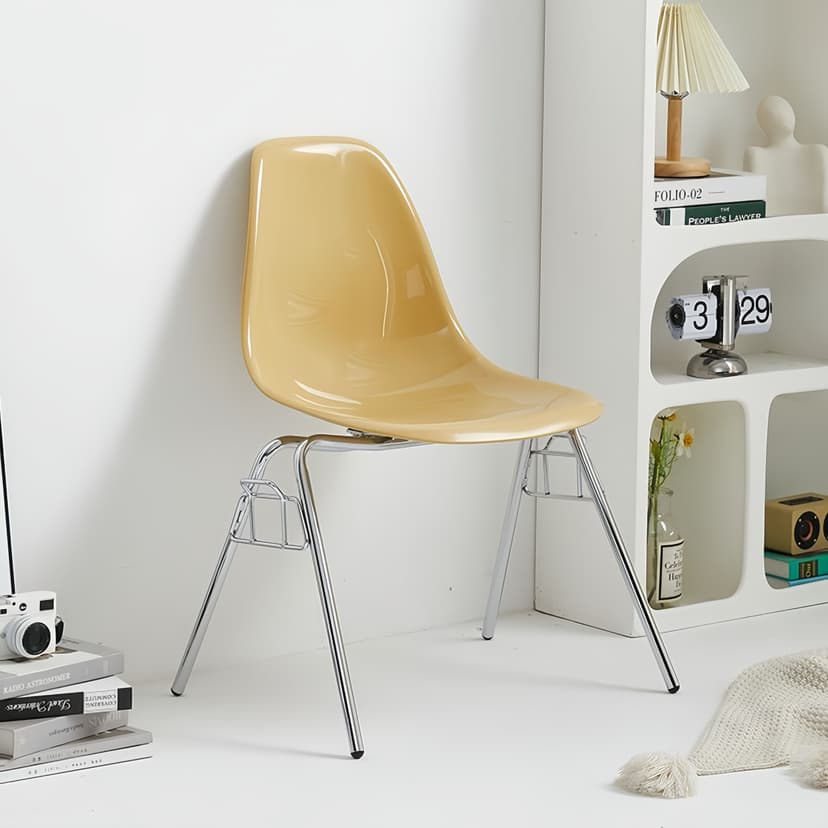 For Home Eames Dining Chair Popular Iron Backrest Retro Nostalgic Dining Table and Chair Restaurant Coffee Shop Stackable Chair