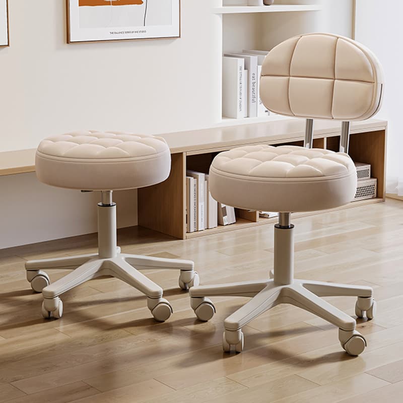 Makeup Stool for Home Use, Modern and Simple Dressing Table Stool, Comfortable for Long Sitting with a Backrest, Round Stool, Light Luxury Chair for Girls' Bedroom