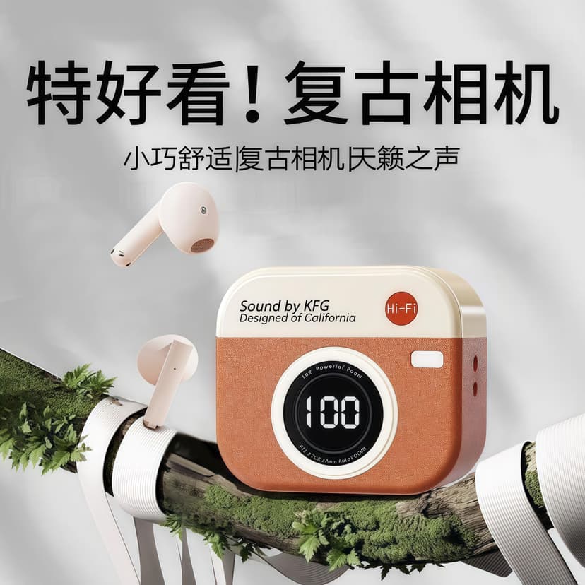 2025 New Retro Camera Style Wireless Bluetooth Headphones, Sports High-Quality Sound, Noise Reduction, Ultra-Long Battery Life, Unisex