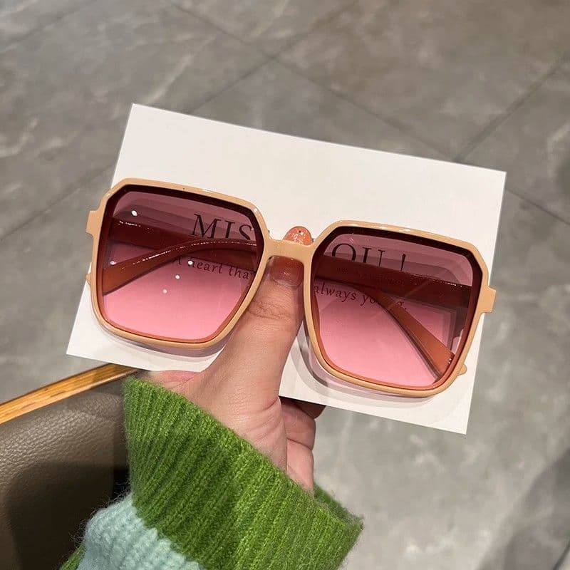 2025 New Style Sunshade Sunglasses for Women with Large Faces, Make the Face Look Smaller, Fashionable Internet Celebrity Pink Square Sunglasses ins Trend