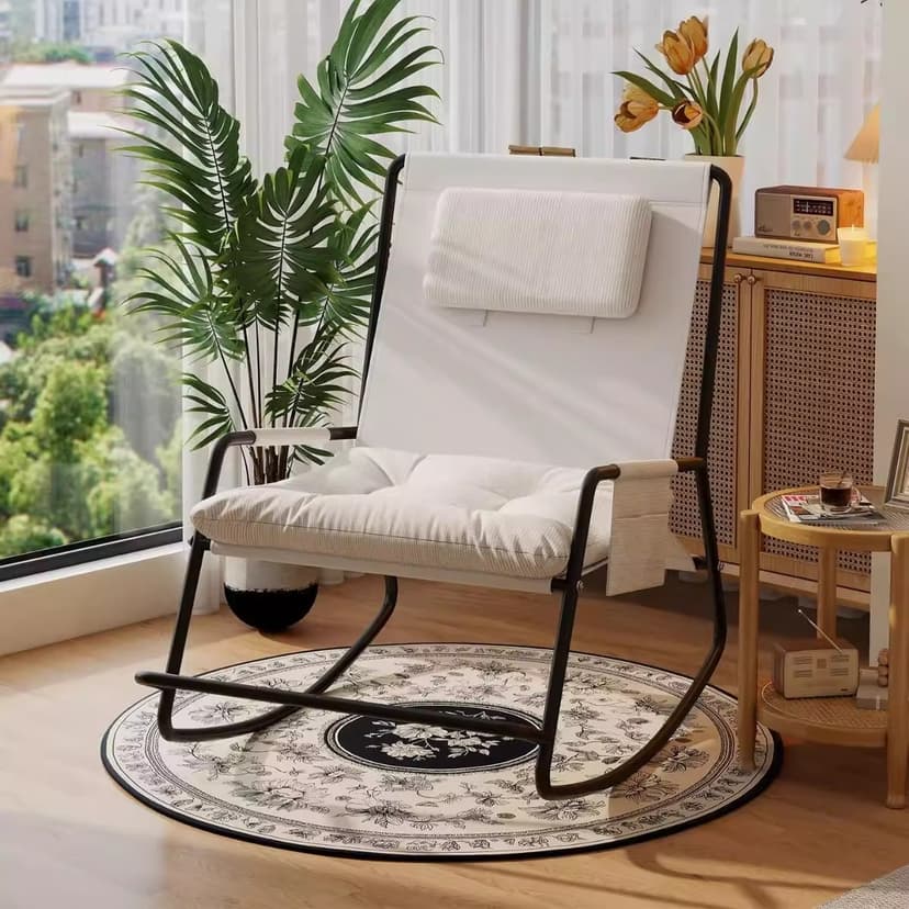 Rocking Chair Recliner Adult Sleep Balcony For Home Casual Lazy Chair Small Apartment Leisure Chair Bedroom Napping Chair