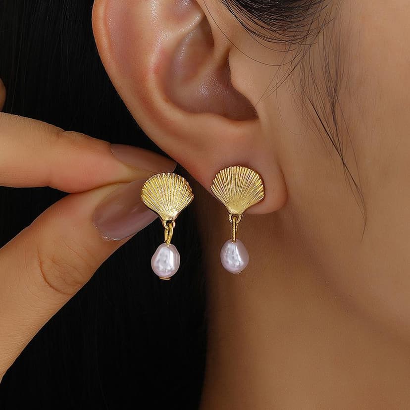 Earrings for Women Cross-Border New Style Pearl Starfish Earrings Women's Fashion Summer Seaside Vacation Earrings