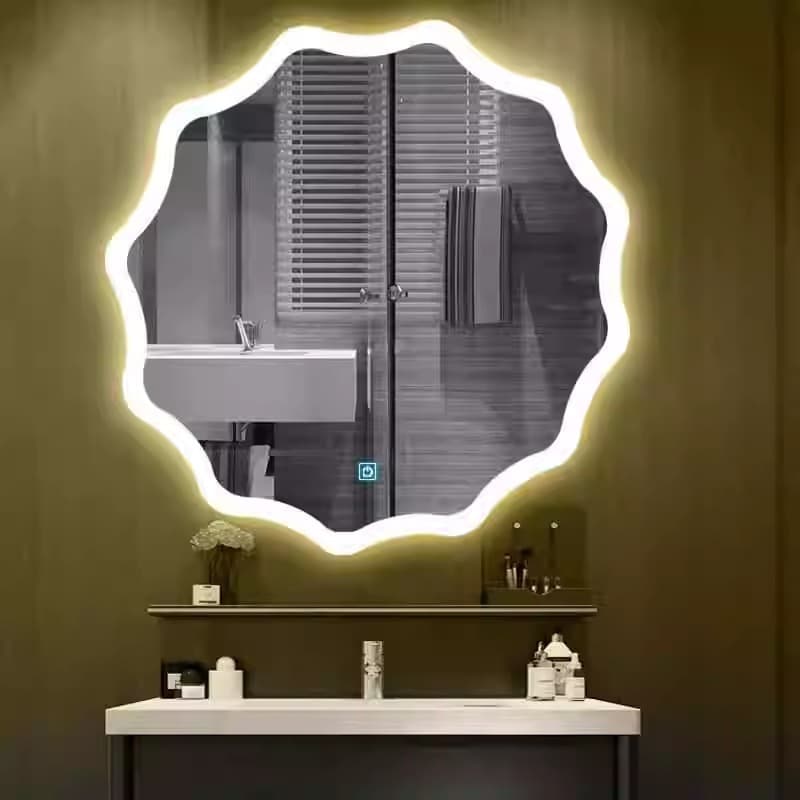 Makeup mirror 2025 New arrival vanity mirror with lamp For Home wall-mounted bathroom smart lamp mirror bedroom luminous mirror wall-mounted