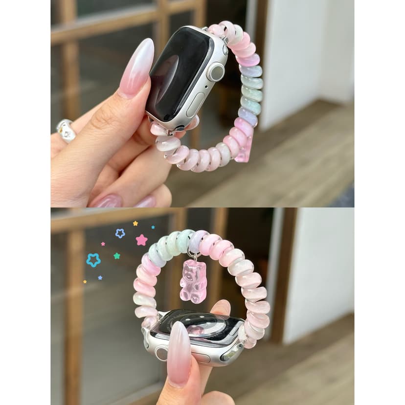 Elastic Rubber Band Hair Tie Pendant Watch Strap Suitable for Apple Watch 10Th Generation Apple Watch 11S9Iwatch87Se