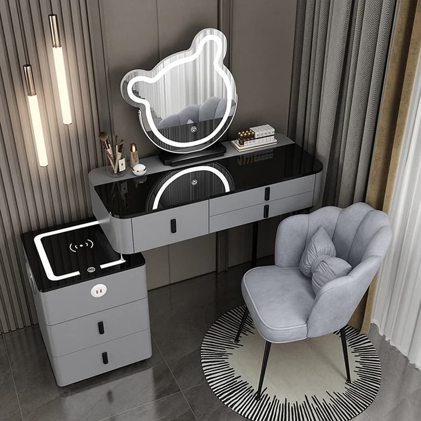 2025 New Model Dressing Table, Small Modern Bedroom, Simple Master Bedroom, Small Apartment, Smart Makeup Table with Integrated Drawer Cabinet