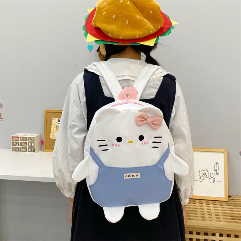 Jiji Upward Original Cute Kitten School Bag for Girls, Japanese Style Soft Girl Cartoon Exquisite Campus Backpack