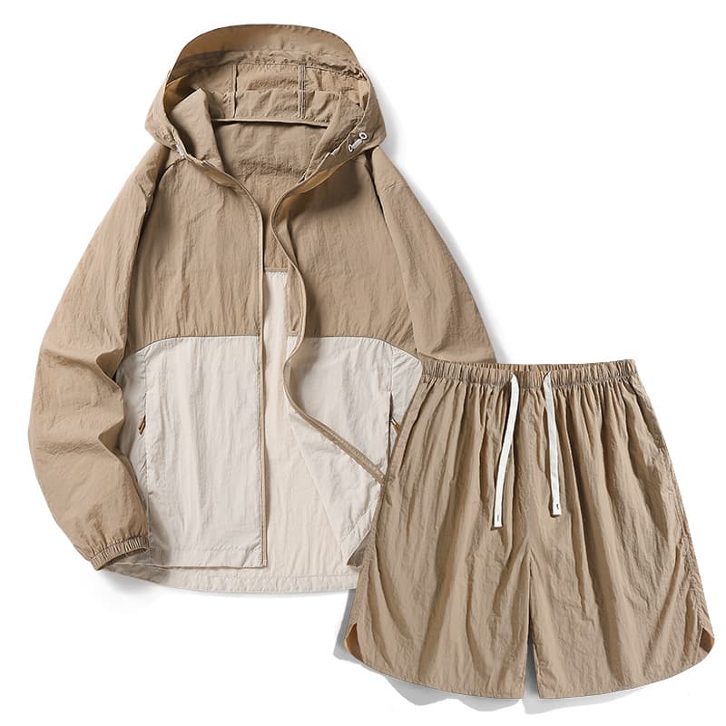 Summer Outdoor Mountain Style Upf50+ Sun Protection Shorts Two-Piece Set for Men and Women, Outdoor Leisure Sports Sun Protection